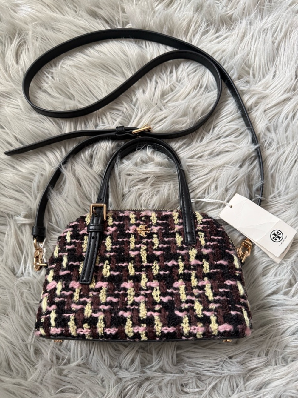 TORY BURCH Emerson Tweed Dome Satchel NWT